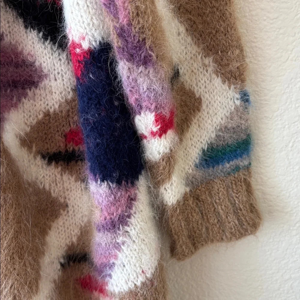 Anthropologie Moulinette Soeurs Colorful Zigzag Alpaca/Wool Cardigan Size M/L - Picture 6 of 10